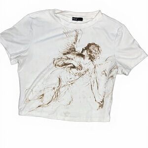 SHEIN White Angel Print Crop Top